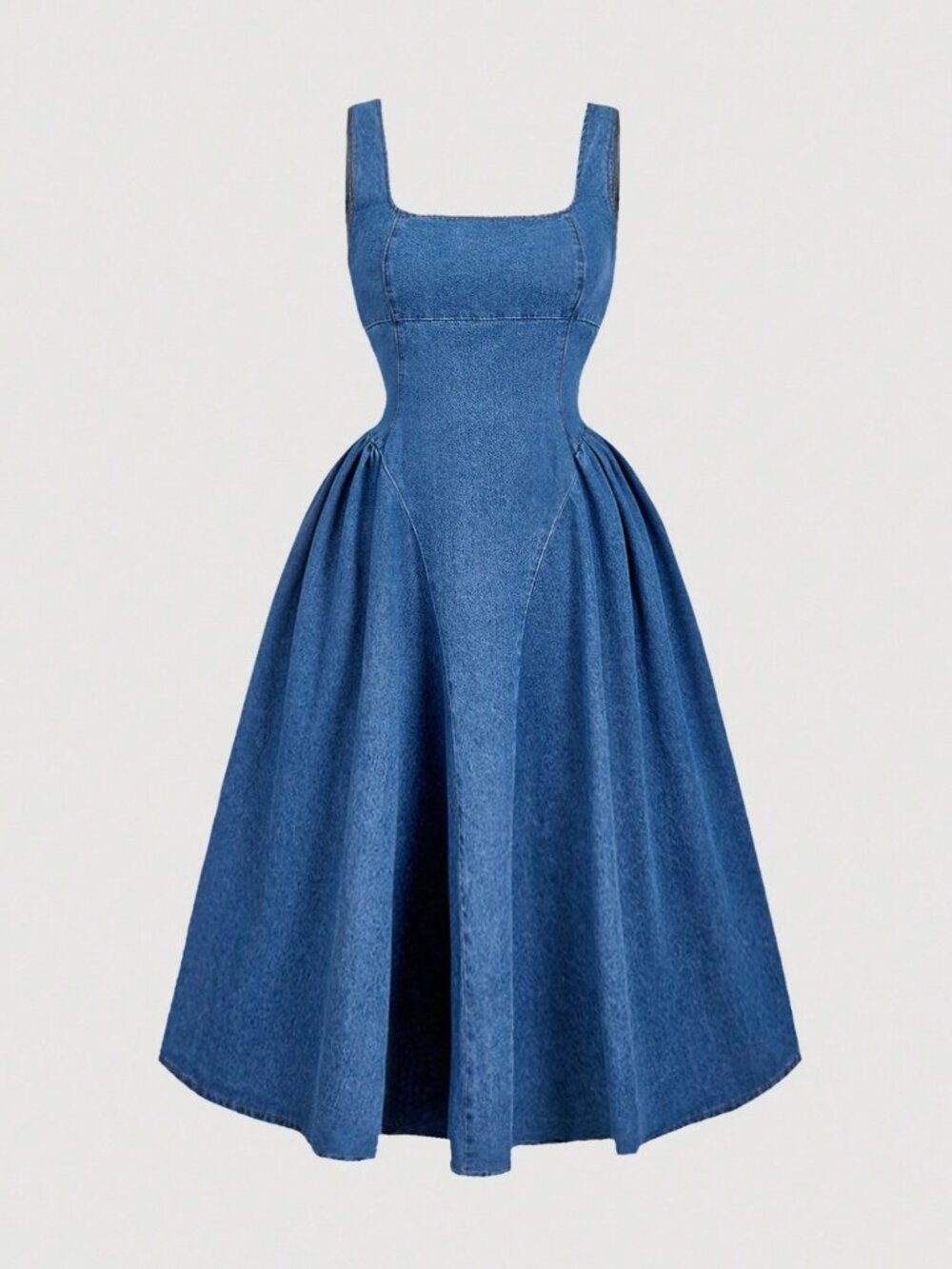 SHEIN MOD Plus Ruffle Denim Midi Dress 2XL